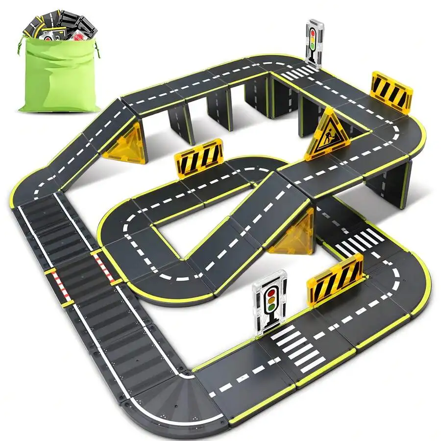16/26pcs Magnetic Tile Tracks Building Blocks Puzzle Toys, Double-Sided Road And Track Patterns, Transportation Theme Road Plann
16/26pcs Magnetic Tile Tracks Building Blocks Puzzle Toys, Double-Sided Road And Track Patterns, Transportation Theme Road Plann