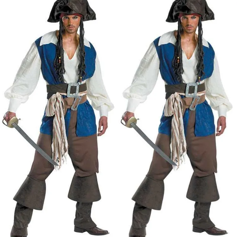 Caribbean Pirate Captain Sailor Halloween Game Uniform Men's Costume Classic Black And White Outfit with Red Scarf And Hat
Caribbean Pirate Captain Sailor Halloween Game Uniform Men's Costume Classic Black And White Outfit with Red Scarf And Hat