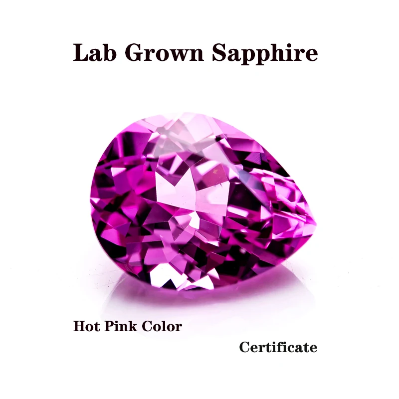 Lab Grown Sapphire Pear Shaped Hot Pink Color DIY Advanced Charms Jewelry Rings Earrings Making with AGL Certificate
Lab Grown Sapphire Pear Shaped Hot Pink Color DIY Advanced Charms Jewelry Rings Earrings Making with AGL Certificate