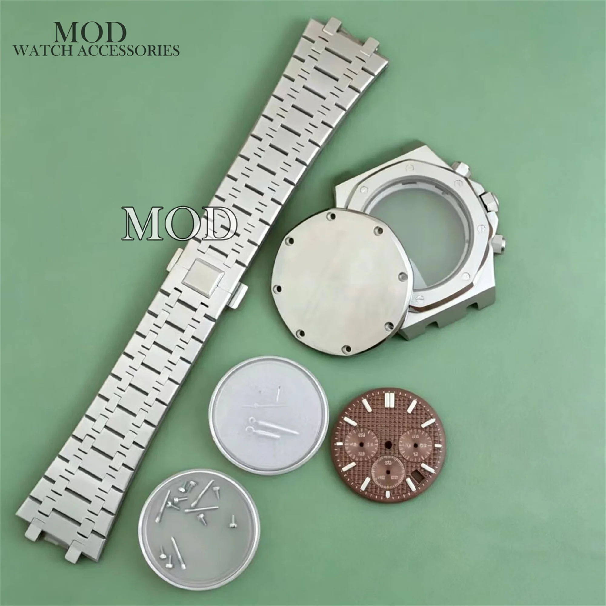42MM 316L Stainless Steel Watch Case Bracelet Parts for Royal Oak Octagonal Case 31.8mm Dial Hands VK63 Quartz Movement Pointers
42MM 316L Stainless Steel Watch Case Bracelet Parts for Royal Oak Octagonal Case 31.8mm Dial Hands VK63 Quartz Movement Pointers