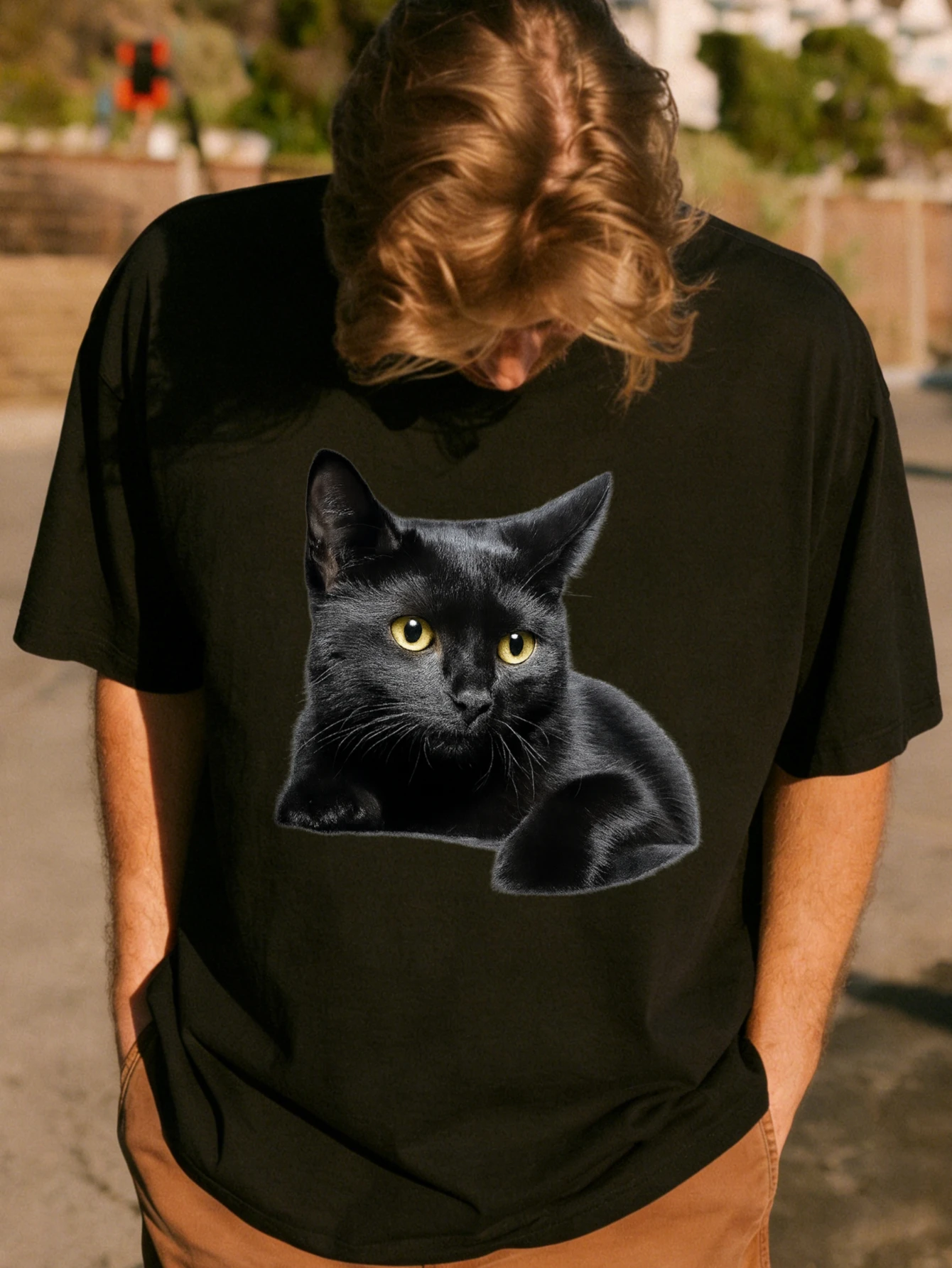Men's Black Cat Print Oversized Cotton Short Sleeve Graphic Streetwear T Shirt - Summer Casual Daily Wear Gift for Him
Men's Black Cat Print Oversized Cotton Short Sleeve Graphic Streetwear T Shirt - Summer Casual Daily Wear Gift for Him