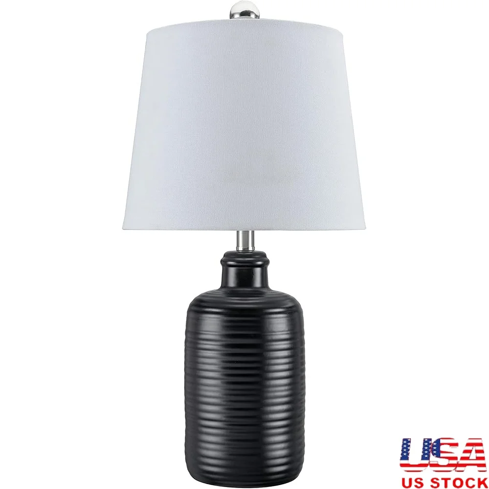 Set of 2 Black Table Lamps with White Fabric Shade E26 Socket On Off Rotary Switch Modern Home Decor 20 Inch Height
Set of 2 Black Table Lamps with White Fabric Shade E26 Socket On Off Rotary Switch Modern Home Decor 20 Inch Height
