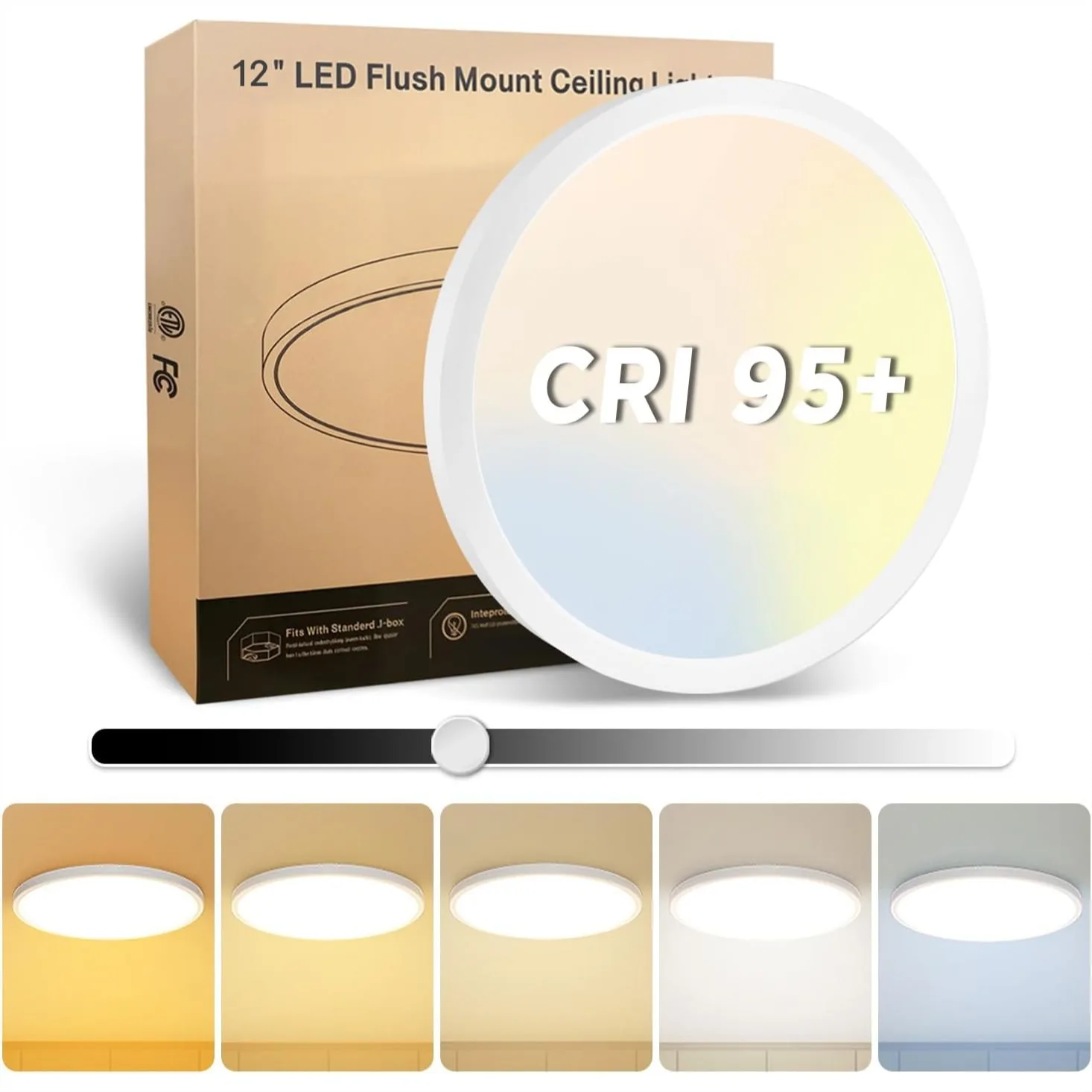 12 Inch LED Flush Mount Ceiling Light 25W 3000LM 5CCT Selectable & Dimmable Thin Surface Mount for Bedroom Hallway Dining Room
12 Inch LED Flush Mount Ceiling Light 25W 3000LM 5CCT Selectable & Dimmable Thin Surface Mount for Bedroom Hallway Dining Room