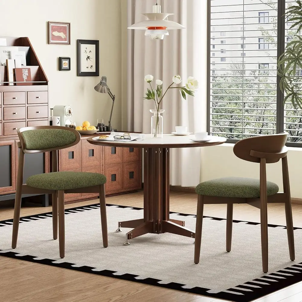 Upholstered Dining Chairs Set of 2, Solid Wood Legs, Ergonomic Curved Backrest, Green Fabric Kitchen Chairs
Upholstered Dining Chairs Set of 2, Solid Wood Legs, Ergonomic Curved Backrest, Green Fabric Kitchen Chairs
