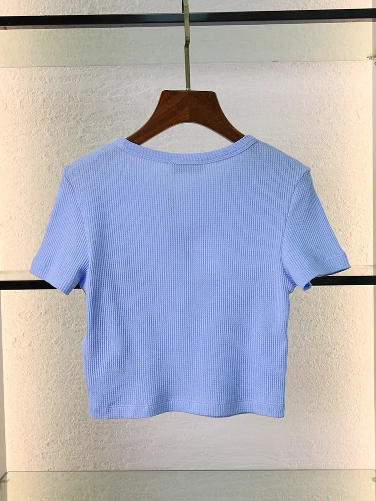 Blue T-Shirt for Women Letter Embroidery Round Neck Short Sleeve Casual Summer 2024 Tee Tops
Blue T-Shirt for Women Letter Embroidery Round Neck Short Sleeve Casual Summer 2024 Tee Tops