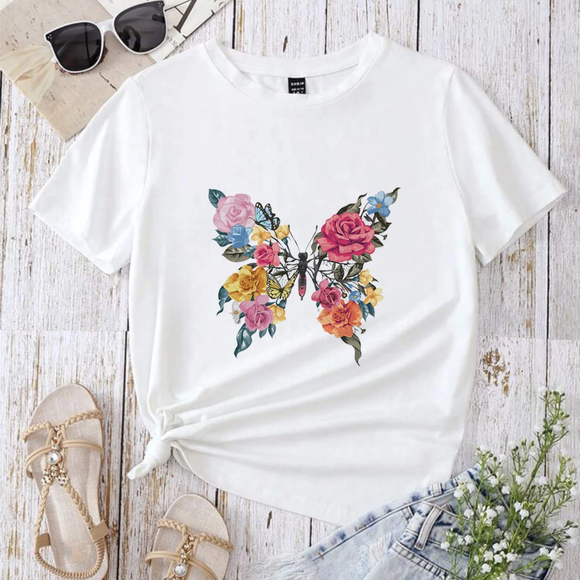 Butterfly Trend Cute Fashion Cotton T-Shirt Women's Cartoon Pattern Top Clothing Women's Printed Summer Cartoon Casual T-Shirt.
Butterfly Trend Cute Fashion Cotton T-Shirt Women's Cartoon Pattern Top Clothing Women's Printed Summer Cartoon Casual T-Shirt.