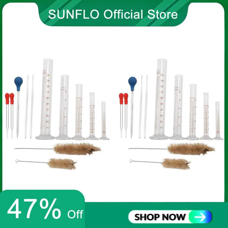 SUNFLO 10X Graduated Cylinder Set,Borosilicate Glass Measuring Cylinders In With Pipettes/Stirring Rods/Clean Brush
SUNFLO 10X Graduated Cylinder Set,Borosilicate Glass Measuring Cylinders In With Pipettes/Stirring Rods/Clean Brush