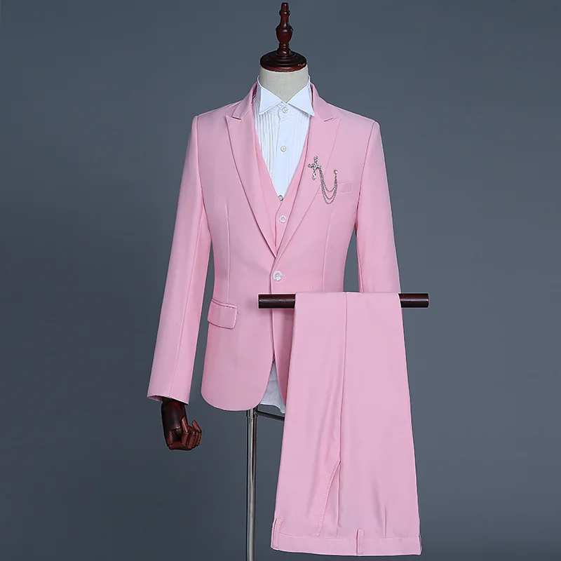 Men Solid Color Suits Male Wedding Dress Suit (Blazer + Vest + Pants) Sets With Brooch Mens Performance Jacket Party Clothes
Men Solid Color Suits Male Wedding Dress Suit (Blazer + Vest + Pants) Sets With Brooch Mens Performance Jacket Party Clothes