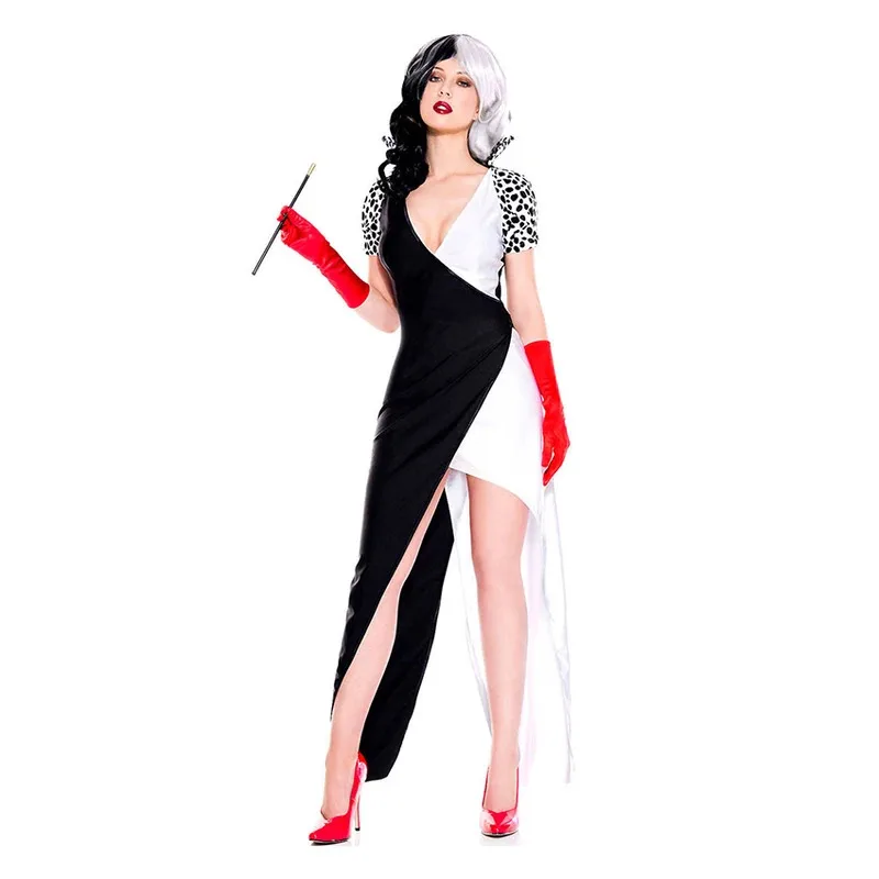 Cruella De Vil 101 Dalmatians Clown Dress Cloak Halloween Costume for Woman Adult Sexy Witch Cosplay Anime Festival Masquerade
Cruella De Vil 101 Dalmatians Clown Dress Cloak Halloween Costume for Woman Adult Sexy Witch Cosplay Anime Festival Masquerade