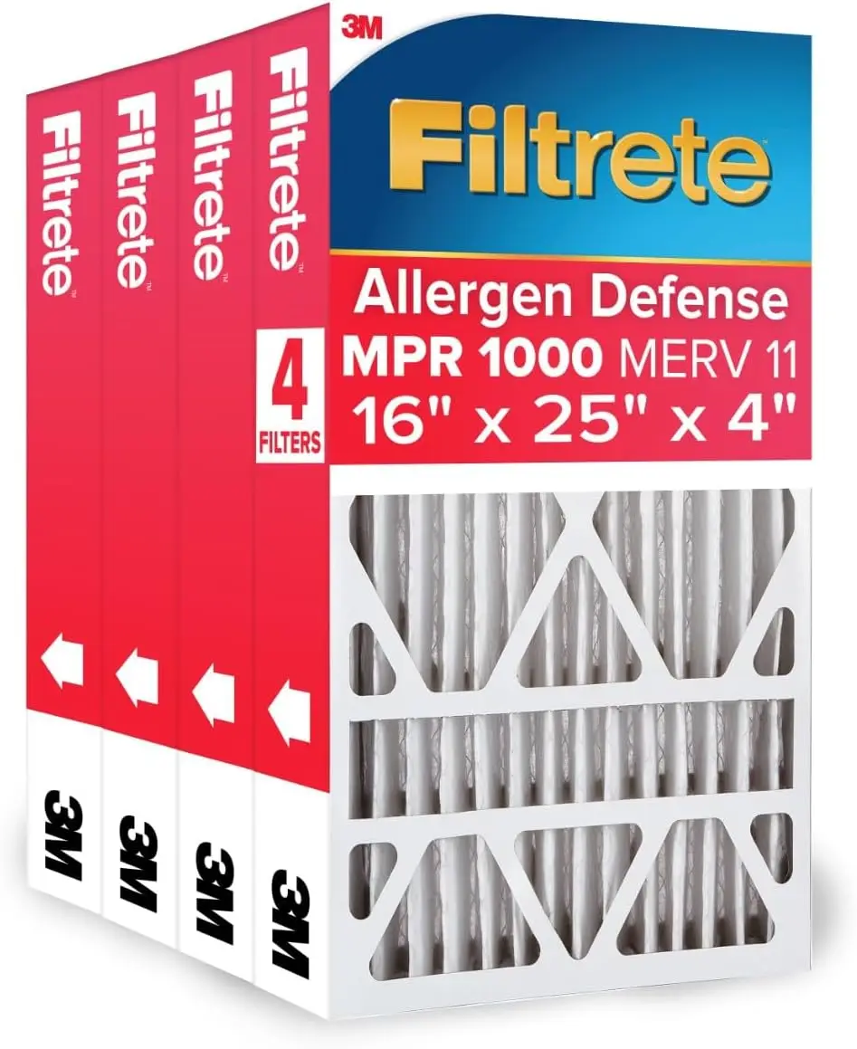 16x25x4 MERV 11 Pleated Air Filter 4-Pack, Fits Lennox & Honeywell Media Air Cleaners, Actual Size 15.88x24.56x4.31 in
16x25x4 MERV 11 Pleated Air Filter 4-Pack, Fits Lennox & Honeywell Media Air Cleaners, Actual Size 15.88x24.56x4.31 in