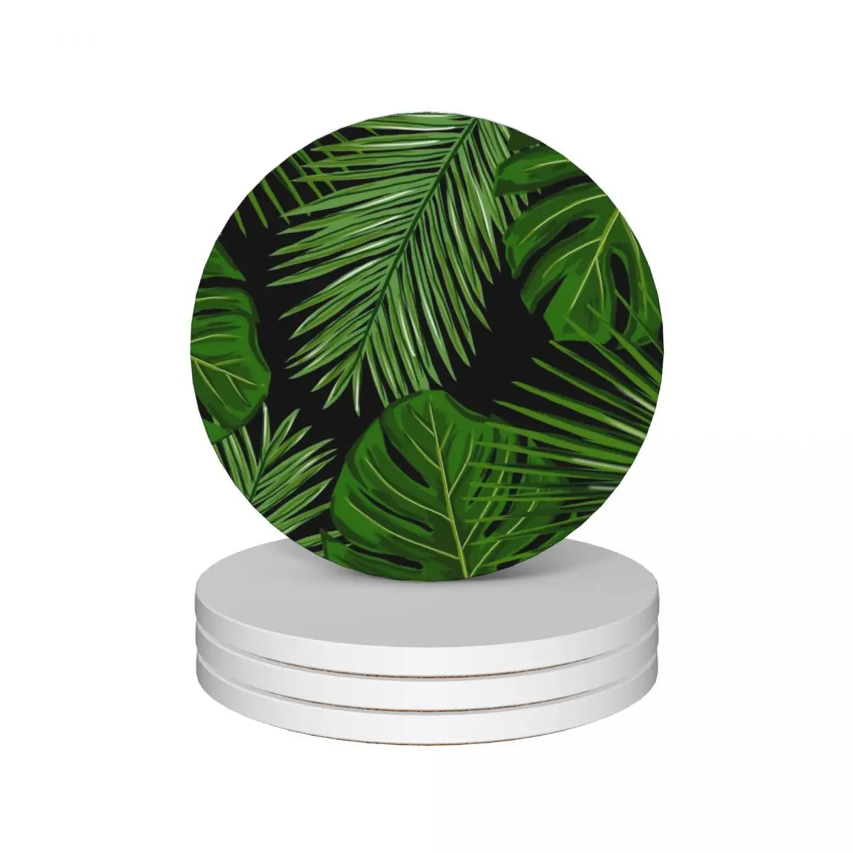 Tropical Leaves on Black Background Ceramic Coasters (Set of 4) cute set Cup for tea household utensils kitchen white Coasters
Tropical Leaves on Black Background Ceramic Coasters (Set of 4) cute set Cup for tea household utensils kitchen white Coasters