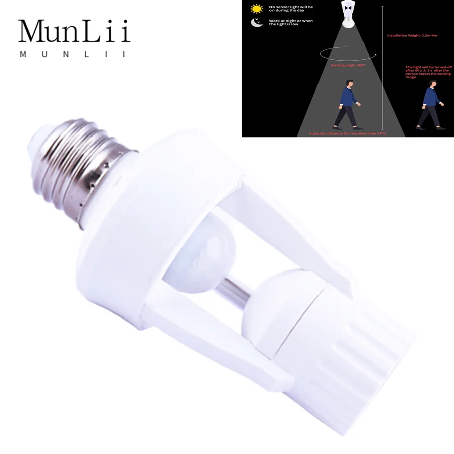 LED Bulb light Lamp Holder AC 110-220V 360 Degrees PIR Induction Motion Sensor IR infrared Human E27 Plug Socket Switch Base
LED Bulb light Lamp Holder AC 110-220V 360 Degrees PIR Induction Motion Sensor IR infrared Human E27 Plug Socket Switch Base