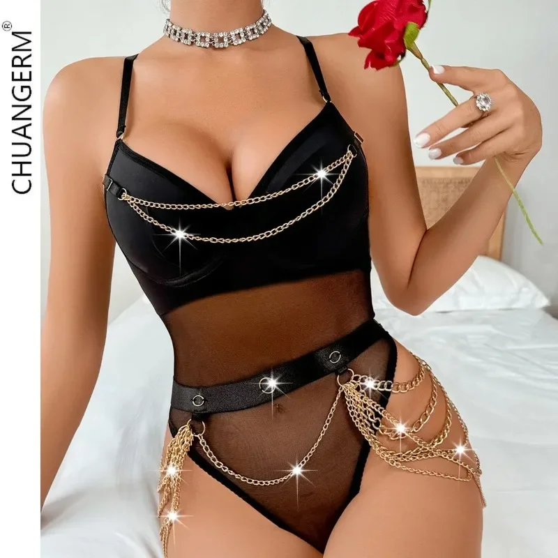 CHUNAGERM Female Underwear Sexy Lingerie Chain Decoration Erotic Onlyfan Suit Two Piece Set Mesh Splicing Bra and Panties Sets
CHUNAGERM Female Underwear Sexy Lingerie Chain Decoration Erotic Onlyfan Suit Two Piece Set Mesh Splicing Bra and Panties Sets