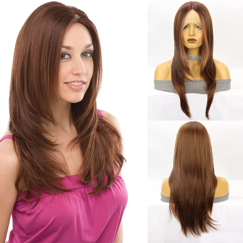 European and American style women's lace , mixed color, middle parting, long curly synthetic hair, full head wig
European and American style women's lace , mixed color, middle parting, long curly synthetic hair, full head wig