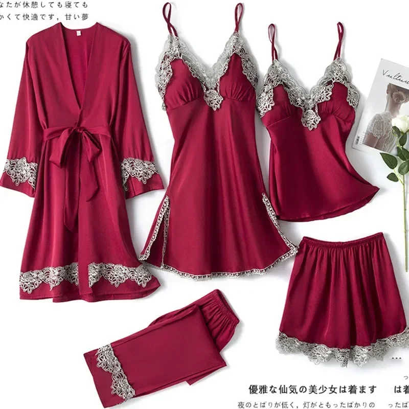 Lace Sexy Suit Satin Home Wear Nightgown Pajamas Loose Spring Trim Women Pijamas Set Gown Summer Bathrobe Silk
Lace Sexy Suit Satin Home Wear Nightgown Pajamas Loose Spring Trim Women Pijamas Set Gown Summer Bathrobe Silk