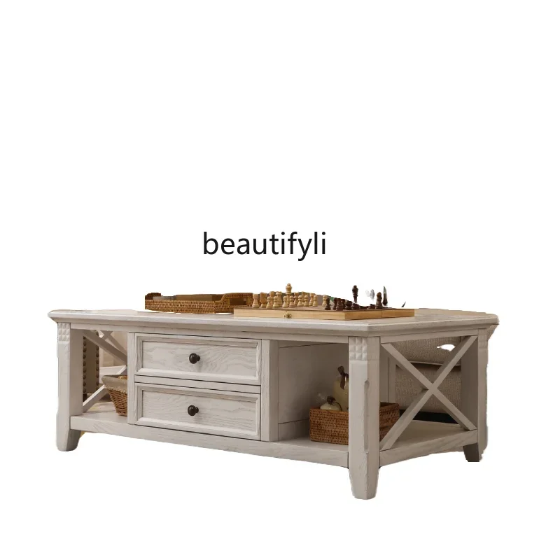 xz1American country coffee table TV cabinet combination small apartment living room with drawers all solid wood household tea ta
xz1American country coffee table TV cabinet combination small apartment living room with drawers all solid wood household tea ta