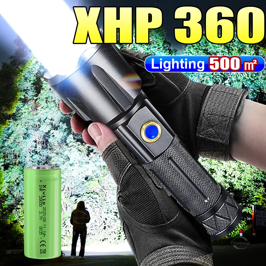 XHP360 Самый мощный светодиодный фонарик USB аккумуляторная лампа 26650 Ультра мощный фонарик Тактический фонарь Кемпинговый фонарь
XHP360 Самый мощный светодиодный фонарик USB аккумуляторная лампа 26650 Ультра мощный фонарик Тактический фонарь Кемпинговый фонарь
