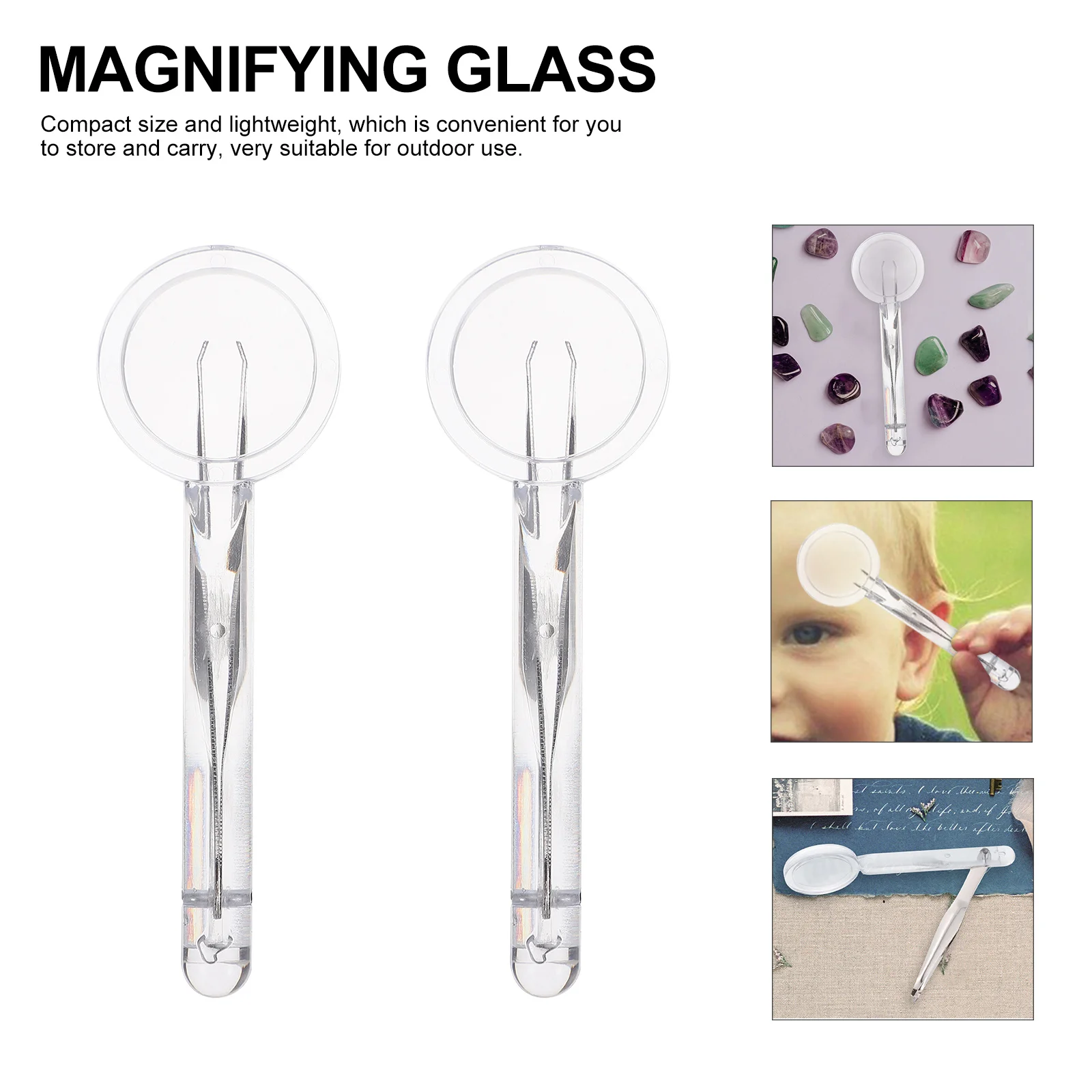 2Pcs Portable Handheld Magnifying Glass 5X High-Resolution Lens Solid Metal Construction Built-in Tweezers for Electronics
2Pcs Portable Handheld Magnifying Glass 5X High-Resolution Lens Solid Metal Construction Built-in Tweezers for Electronics