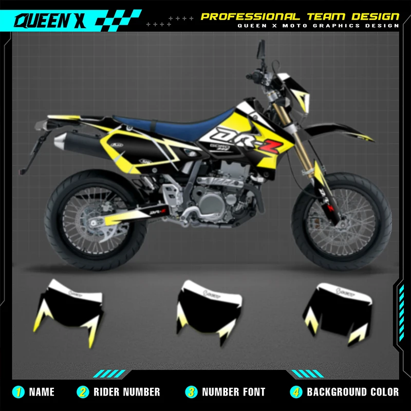 QUEEN X MOTO Custom Team Motorcycle Graphics Decal Stickers Kit For SUZUKI DRZ400 S SM E 1999 2000 2001 2005-2022
QUEEN X MOTO Custom Team Motorcycle Graphics Decal Stickers Kit For SUZUKI DRZ400 S SM E 1999 2000 2001 2005-2022
