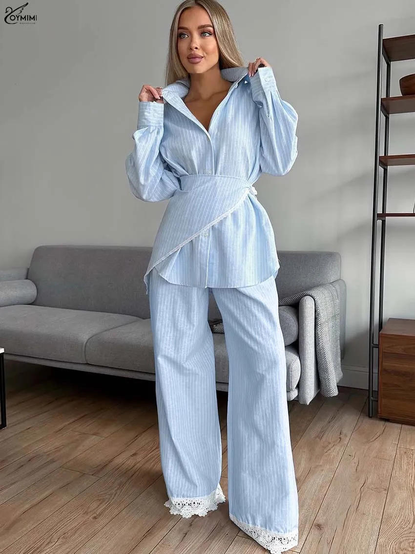 Oymimi Elegant Blue Print 3 Pieces Set For Woman Causal Long Sleeve Button Shirts And Lace Skisrts + Straight Pants Female Sets
Oymimi Elegant Blue Print 3 Pieces Set For Woman Causal Long Sleeve Button Shirts And Lace Skisrts + Straight Pants Female Sets