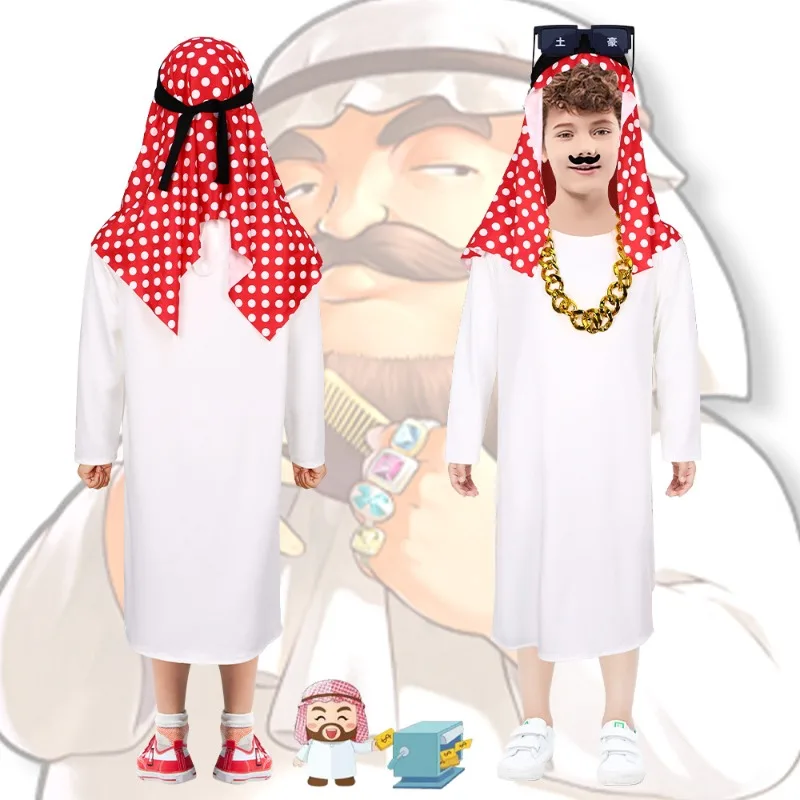 Halloween Dubai Prince Costume - Premium Middle Eastern Sheikh Robe with Accessories for Funny Arab Rich Guy Cosplay
Halloween Dubai Prince Costume - Premium Middle Eastern Sheikh Robe with Accessories for Funny Arab Rich Guy Cosplay
