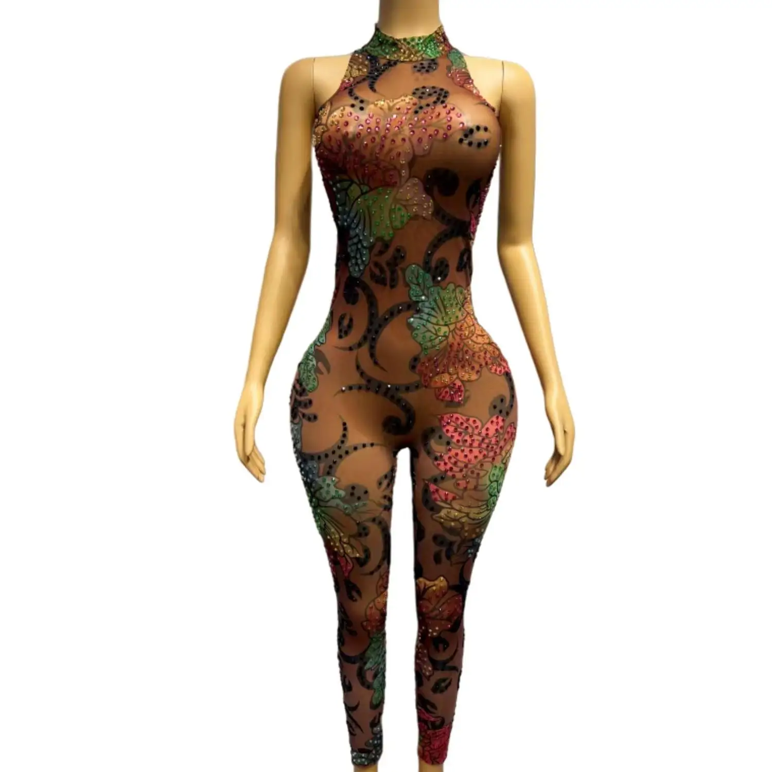 Pattern Rhinestones Women's Jumpsuit Sexy Sleeveless Mesh Evening Party Birthday Outfit Performance Costume Stage Wear Bodysuit
Pattern Rhinestones Women's Jumpsuit Sexy Sleeveless Mesh Evening Party Birthday Outfit Performance Costume Stage Wear Bodysuit