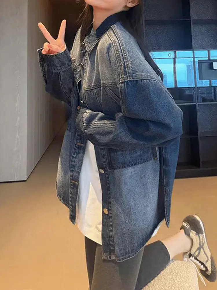 Washed Denim Jacket Women's Casual Long Sleeve Shirt American Retro Style Spring Autumn New Lazy Style Loose Fit Coat
Washed Denim Jacket Women's Casual Long Sleeve Shirt American Retro Style Spring Autumn New Lazy Style Loose Fit Coat