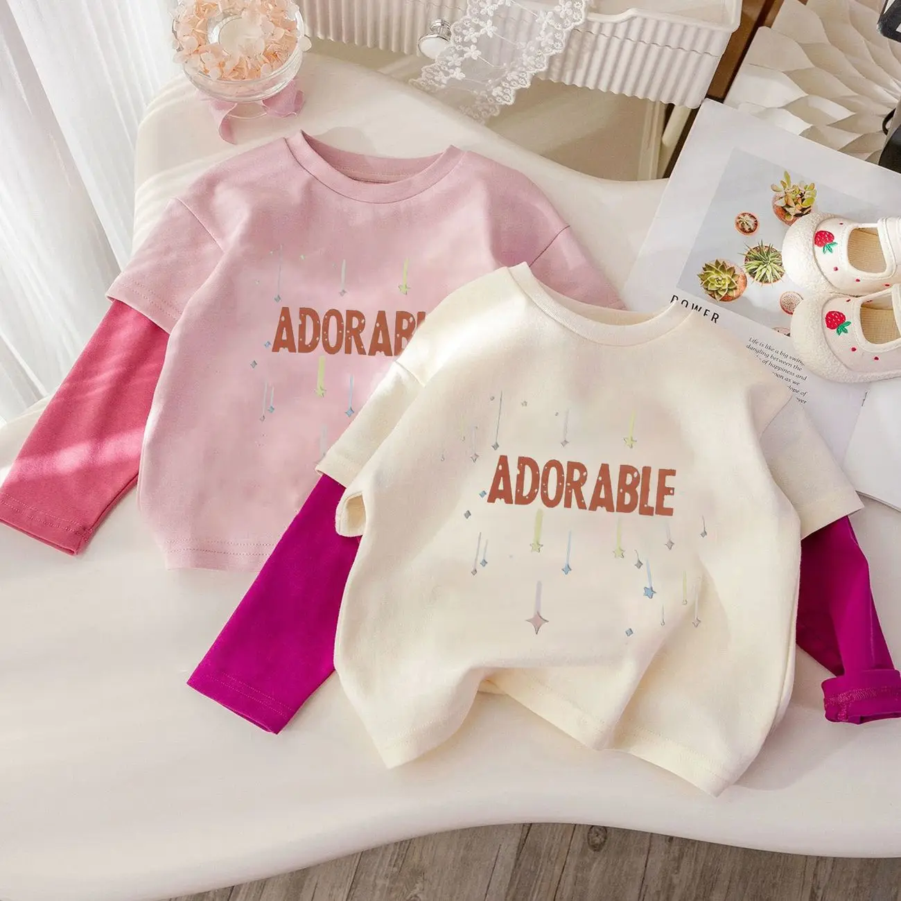Spring and Autumn Girls' Long sleeved T-shirt New Children's Cartoon Fake Two piece Bottom Top
Spring and Autumn Girls' Long sleeved T-shirt New Children's Cartoon Fake Two piece Bottom Top