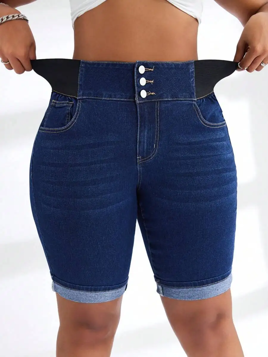 Plus Size Women High Waist Elastic Denim Shorts Casual Biker Style
Plus Size Women High Waist Elastic Denim Shorts Casual Biker Style