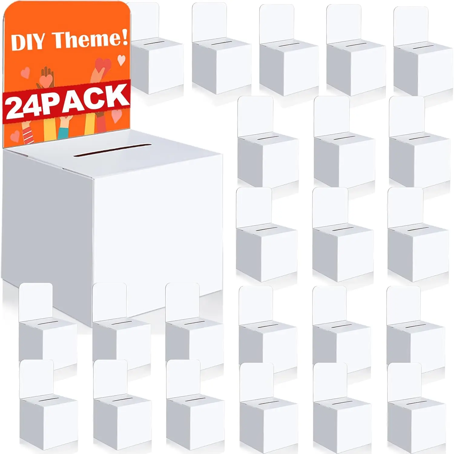 24 Pcs Raffle Boxes with Slot, 6x6x6 Inches Cardboard Ballot Boxes for Business Cards, Voting Contests (White)
24 Pcs Raffle Boxes with Slot, 6x6x6 Inches Cardboard Ballot Boxes for Business Cards, Voting Contests (White)