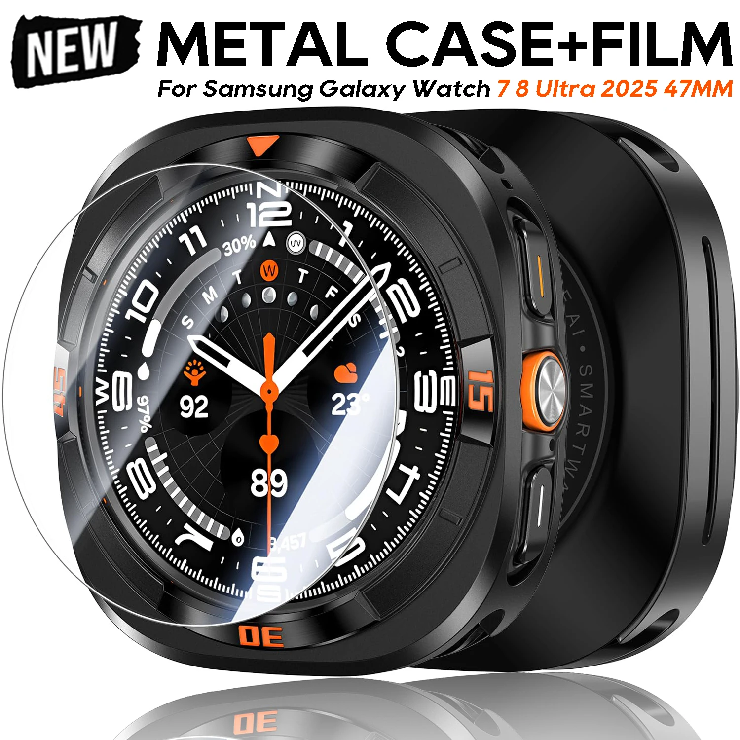 Numeric Metal Case for Samsung Galaxy Watch Ultra 2025 Screen Protector Rugged Cover for Samsung Galaxy Watch 7 8 Ultra 47mm
Numeric Metal Case for Samsung Galaxy Watch Ultra 2025 Screen Protector Rugged Cover for Samsung Galaxy Watch 7 8 Ultra 47mm