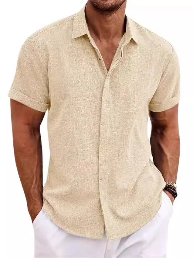 Pure Color Short Sleeve Button up Cardigan Men's Slim Fit Casual Style Regular Length Polyester Fabric Color Shirt
Pure Color Short Sleeve Button up Cardigan Men's Slim Fit Casual Style Regular Length Polyester Fabric Color Shirt