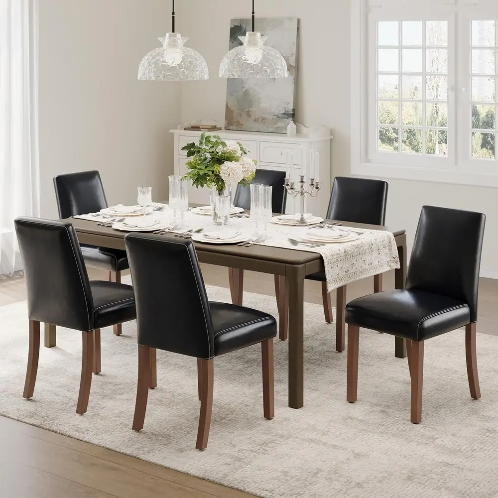 Dining Chairs Set of 6, Modern Faux Leather Dining Room Chair, Upholstered Parsons Kitchen Chairs for Restaurant & Cafe - Black
Dining Chairs Set of 6, Modern Faux Leather Dining Room Chair, Upholstered Parsons Kitchen Chairs for Restaurant & Cafe - Black