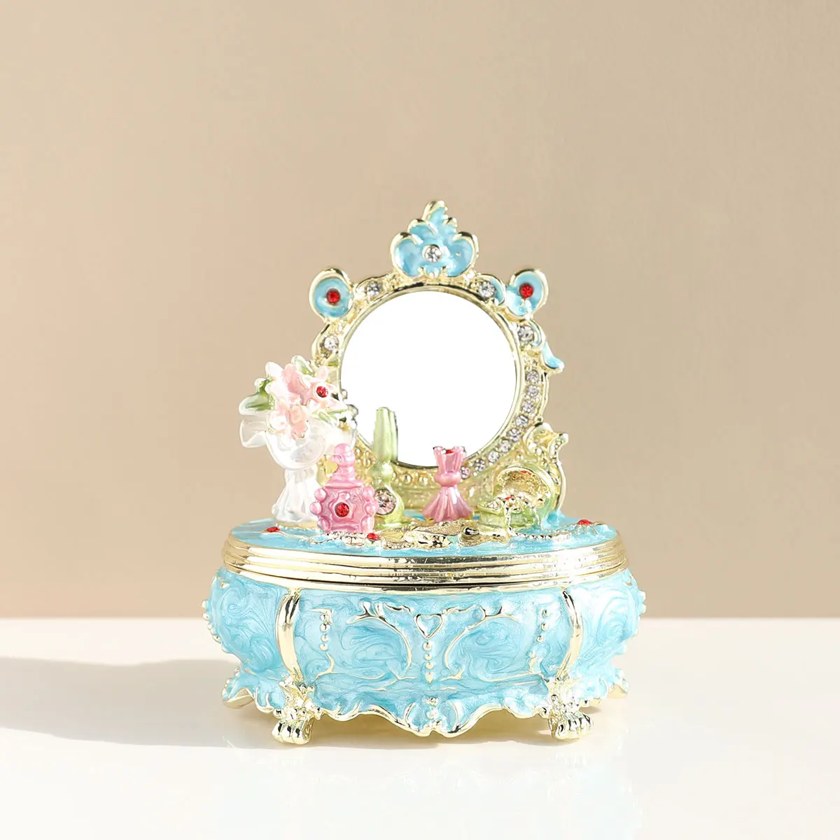 Light Blue Vintage Enamel Princess Vanity Jewelry Box with Mirror,Decorative Tabletop Organizer, Decorative Gift | Vintage Ename
Light Blue Vintage Enamel Princess Vanity Jewelry Box with Mirror,Decorative Tabletop Organizer, Decorative Gift | Vintage Ename