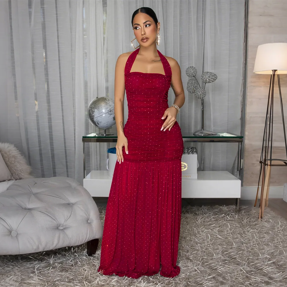Dress Women Spring Summer Sleeveless Tie Belt Slit Solid Color Hot Fix Rhinestone Party Evening Gown Dresses
Dress Women Spring Summer Sleeveless Tie Belt Slit Solid Color Hot Fix Rhinestone Party Evening Gown Dresses