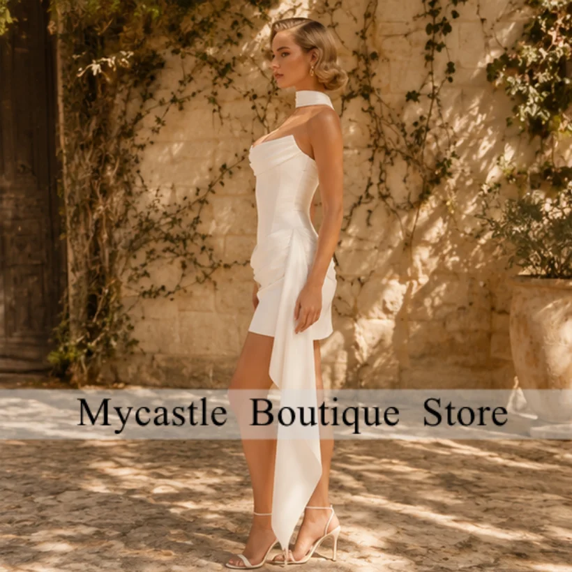 White Strapless Satin Customized Homecoming Dresses Bubble Hem with Bow Train Mini White Prom Gowns 2026 Cocktail Party Gown
White Strapless Satin Customized Homecoming Dresses Bubble Hem with Bow Train Mini White Prom Gowns 2026 Cocktail Party Gown