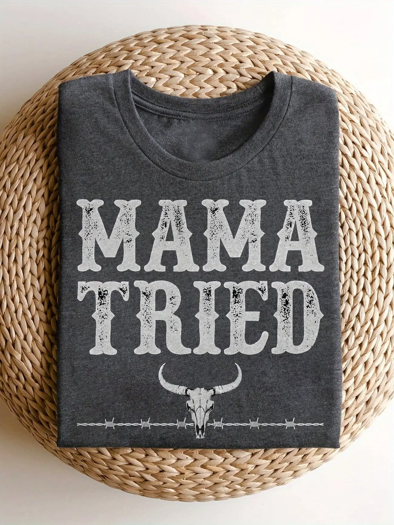 Plus Size Women's Short Sleeve T-Shirt Mama Tried Bull Skull Barbed Wire breathable fabric summer outfits women's clothing
Plus Size Women's Short Sleeve T-Shirt Mama Tried Bull Skull Barbed Wire breathable fabric summer outfits women's clothing