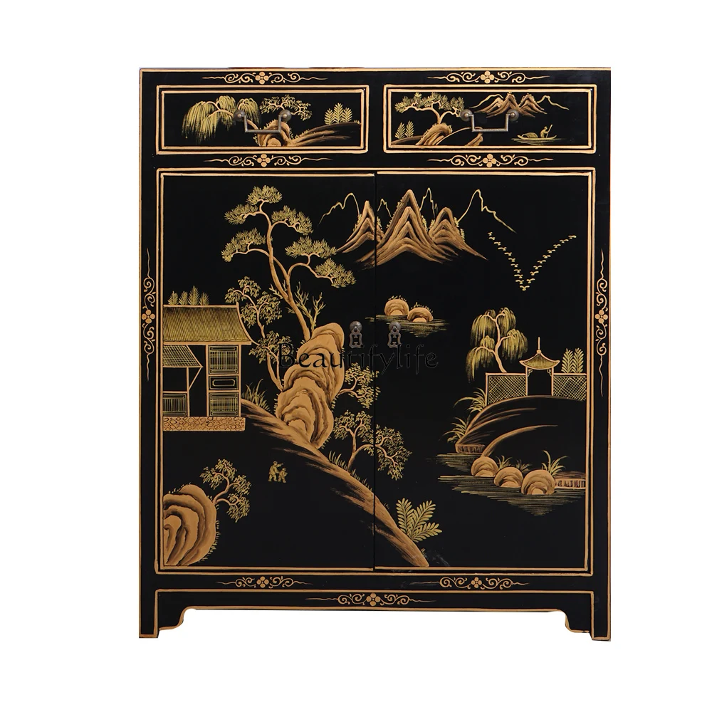 New Chinese-style entrance cabinet solid wood painted old antique partition decorative door
New Chinese-style entrance cabinet solid wood painted old antique partition decorative door