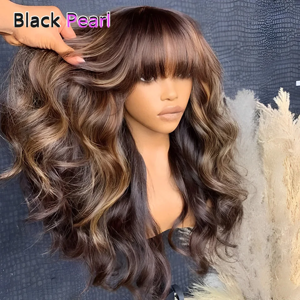 Black Pearl Wear to go Highlight Brown Body Wave Human Hair Wig With Bangs For Women Brazilian Remy Hair Glueless Long Wigs
Black Pearl Wear to go Highlight Brown Body Wave Human Hair Wig With Bangs For Women Brazilian Remy Hair Glueless Long Wigs