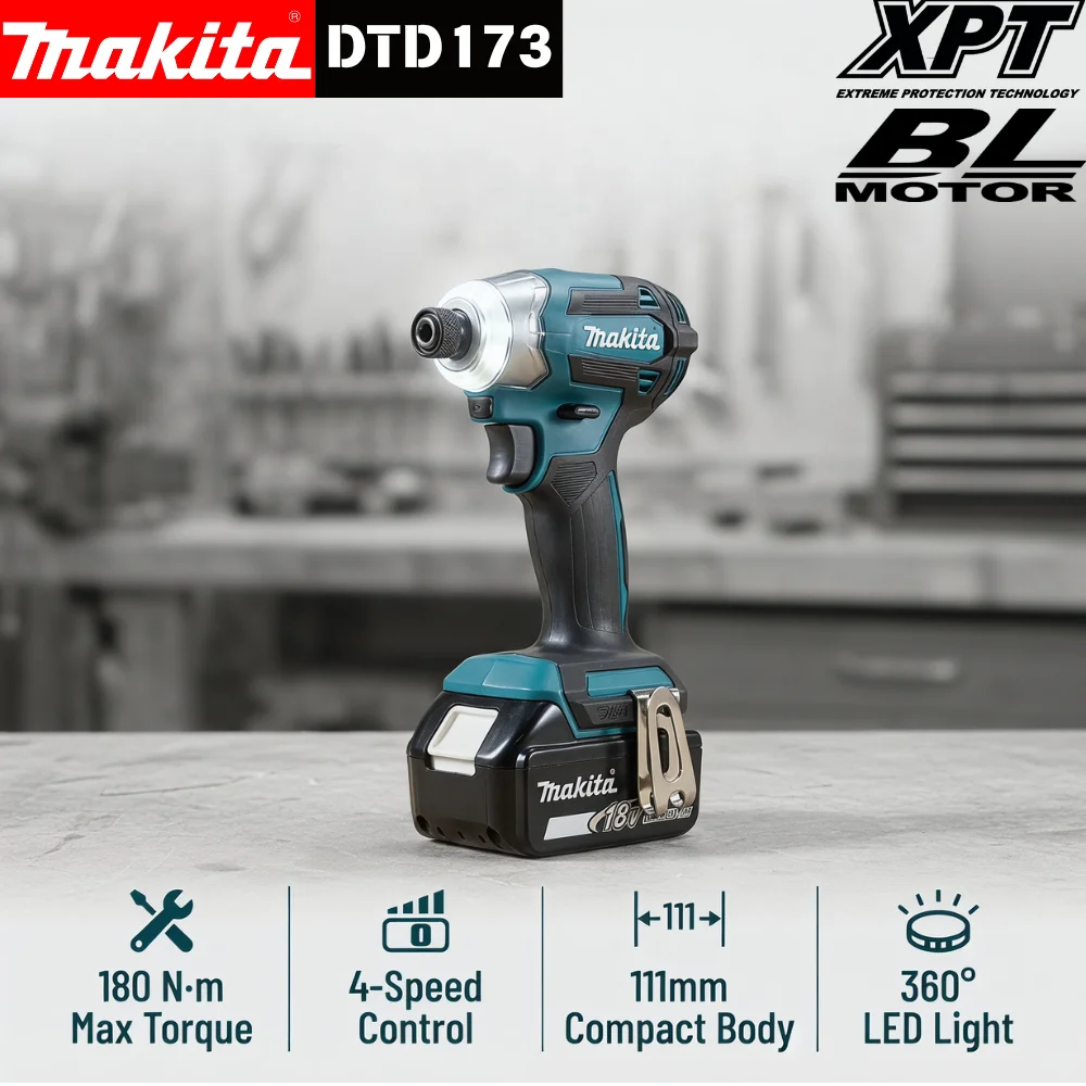 Makita DTD173 18V LXT Cordless Impact Driver Brushless Electric Drill Screwdriver Wood/Bolt T1/T2-Mode Twin LED Light 180 N·m
Makita DTD173 18V LXT Cordless Impact Driver Brushless Electric Drill Screwdriver Wood/Bolt T1/T2-Mode Twin LED Light 180 N·m