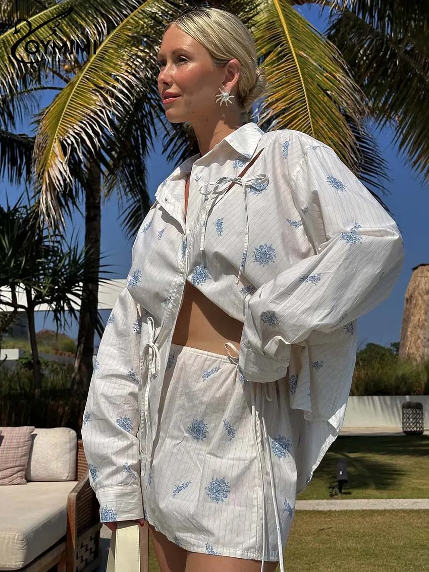 Oymimi Elegant White Print Woman 2 Piece Set Outfit Fashion Long Sleeve Lace-Up Hollow Out Shirts And Straight Mini Skirts Sets
Oymimi Elegant White Print Woman 2 Piece Set Outfit Fashion Long Sleeve Lace-Up Hollow Out Shirts And Straight Mini Skirts Sets