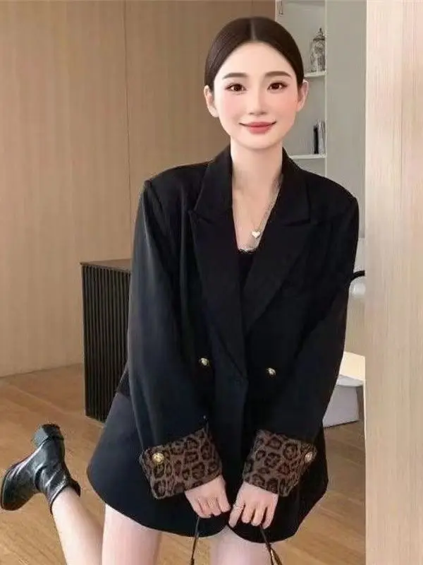 Bla Loose Fit Leopard Print Blouse Women's Faion Outerwear Coat Classic Flat Collar Long Sve Thermal Polyester Jaet
Bla Loose Fit Leopard Print Blouse Women's Faion Outerwear Coat Classic Flat Collar Long Sve Thermal Polyester Jaet