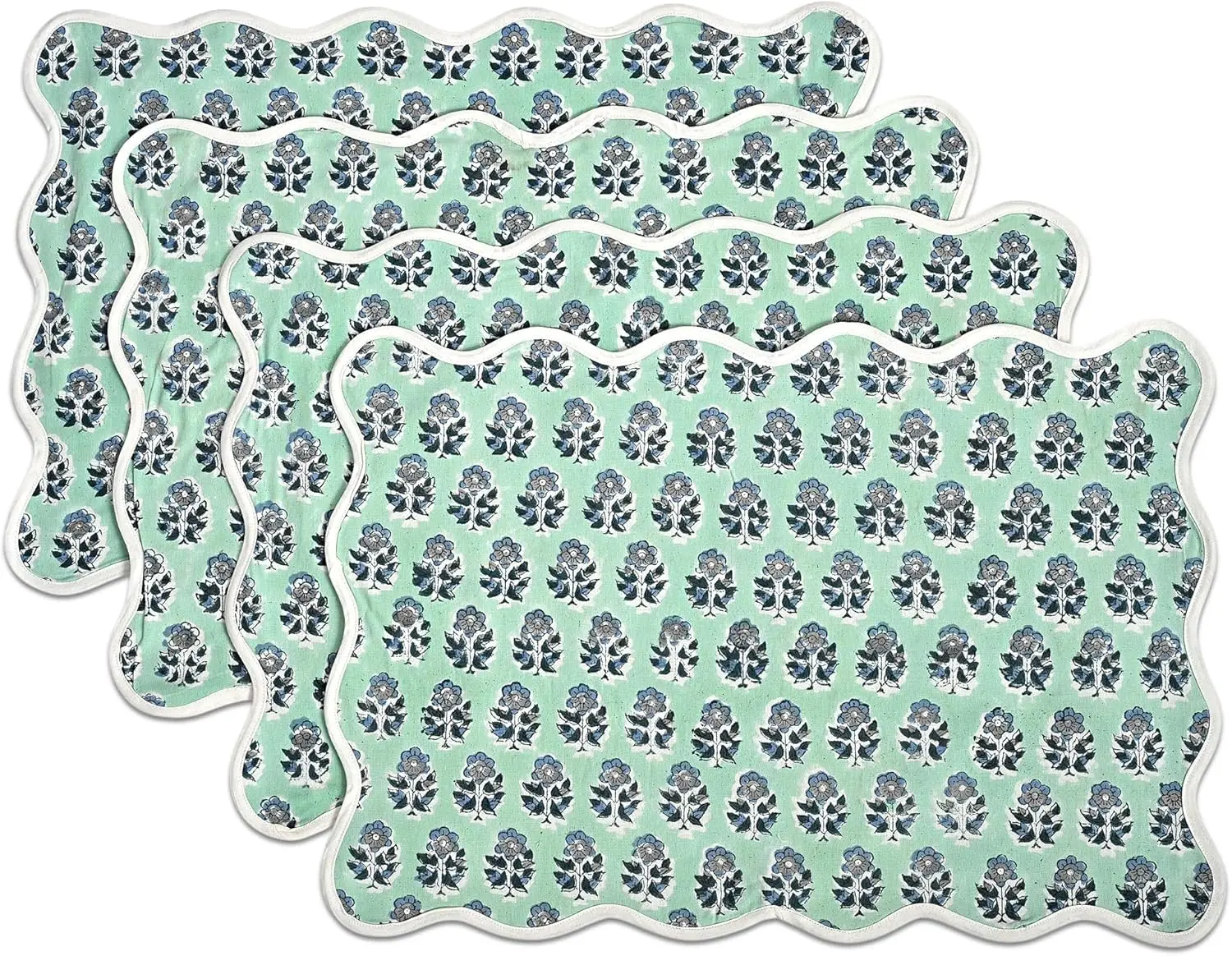 Set of 4 Handmade Reversible Cotton Placemats, Machine Washable with Floral Embroidery - 14x20 Inch in Poppy Blue
Set of 4 Handmade Reversible Cotton Placemats, Machine Washable with Floral Embroidery - 14x20 Inch in Poppy Blue