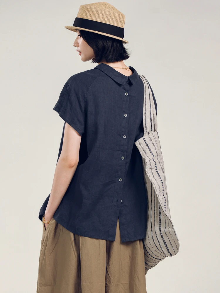 Pure Color Women's ort Sve irt Full Linen Texture Reversed Wear Summer Casual Loose Fit Collar Button down
Pure Color Women's ort Sve irt Full Linen Texture Reversed Wear Summer Casual Loose Fit Collar Button down