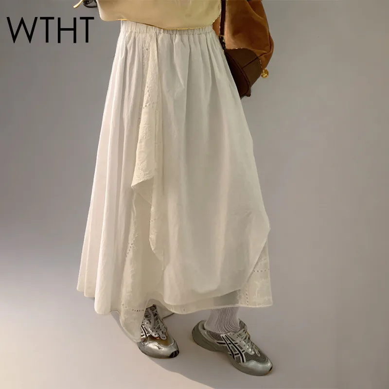 WTHT 2025 Summer New Fashion Women's Irregular Spliced Lace Design Long Skirts Trendy Elastic Waist A-line Skirt Female 1LS1263
WTHT 2025 Summer New Fashion Women's Irregular Spliced Lace Design Long Skirts Trendy Elastic Waist A-line Skirt Female 1LS1263