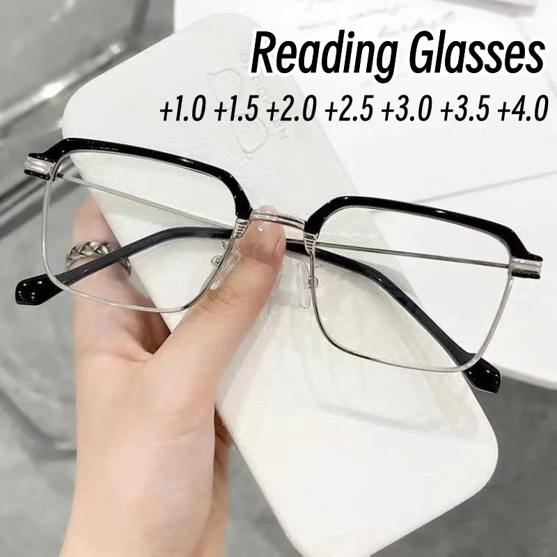 Trendy Square Frame Reading Glasses Luxury Women's Metal Eyeglasses Fashion Anti-blue Ray Far Sight Computer Eyewear 0 To +4.0
Trendy Square Frame Reading Glasses Luxury Women's Metal Eyeglasses Fashion Anti-blue Ray Far Sight Computer Eyewear 0 To +4.0