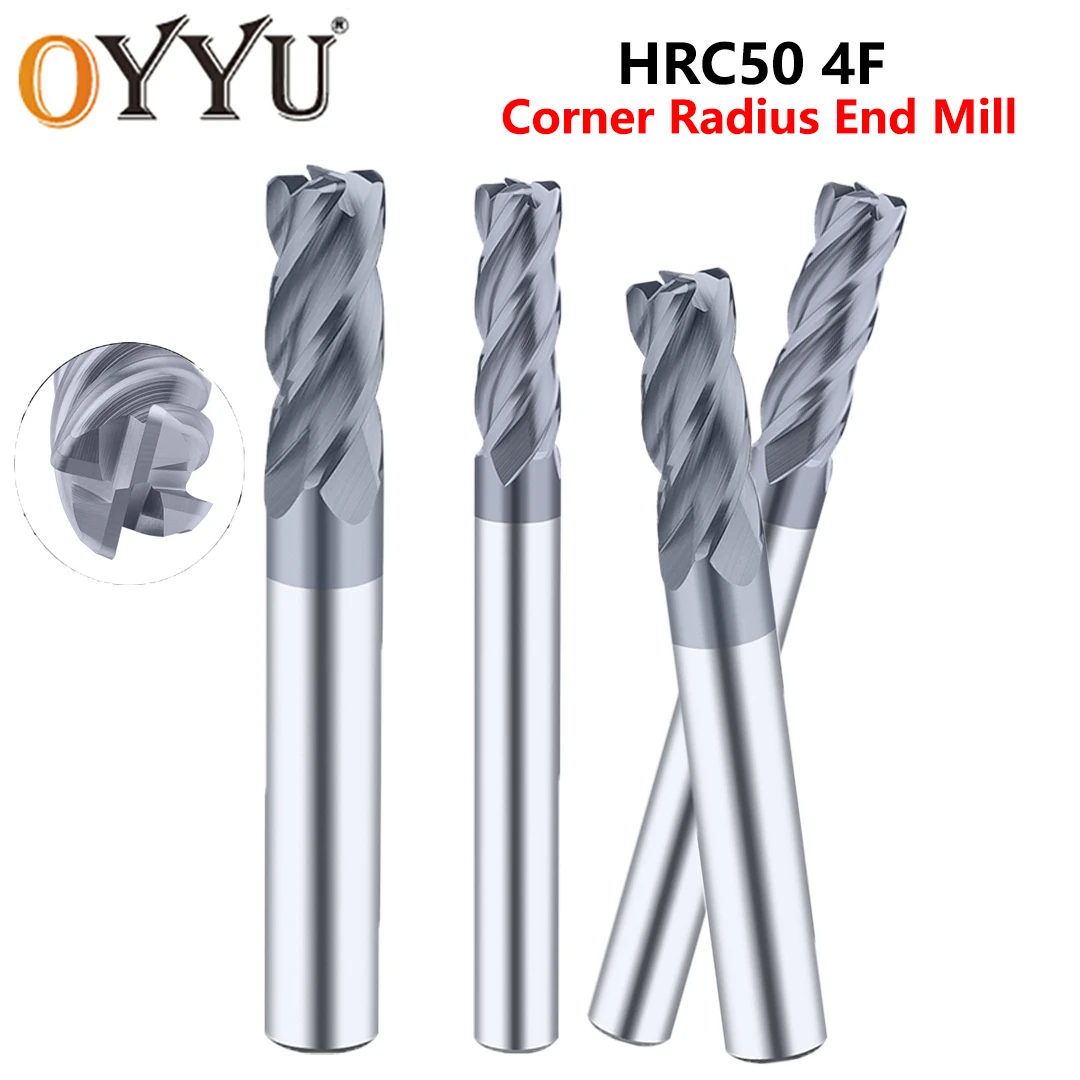 OYYU HRC50 4 Flutes Corner Radius End Mill CNC R Bullnose Milling Cutter Carbide Steel Metal Router Tool R0.5 Machining R1 R2
OYYU HRC50 4 Flutes Corner Radius End Mill CNC R Bullnose Milling Cutter Carbide Steel Metal Router Tool R0.5 Machining R1 R2