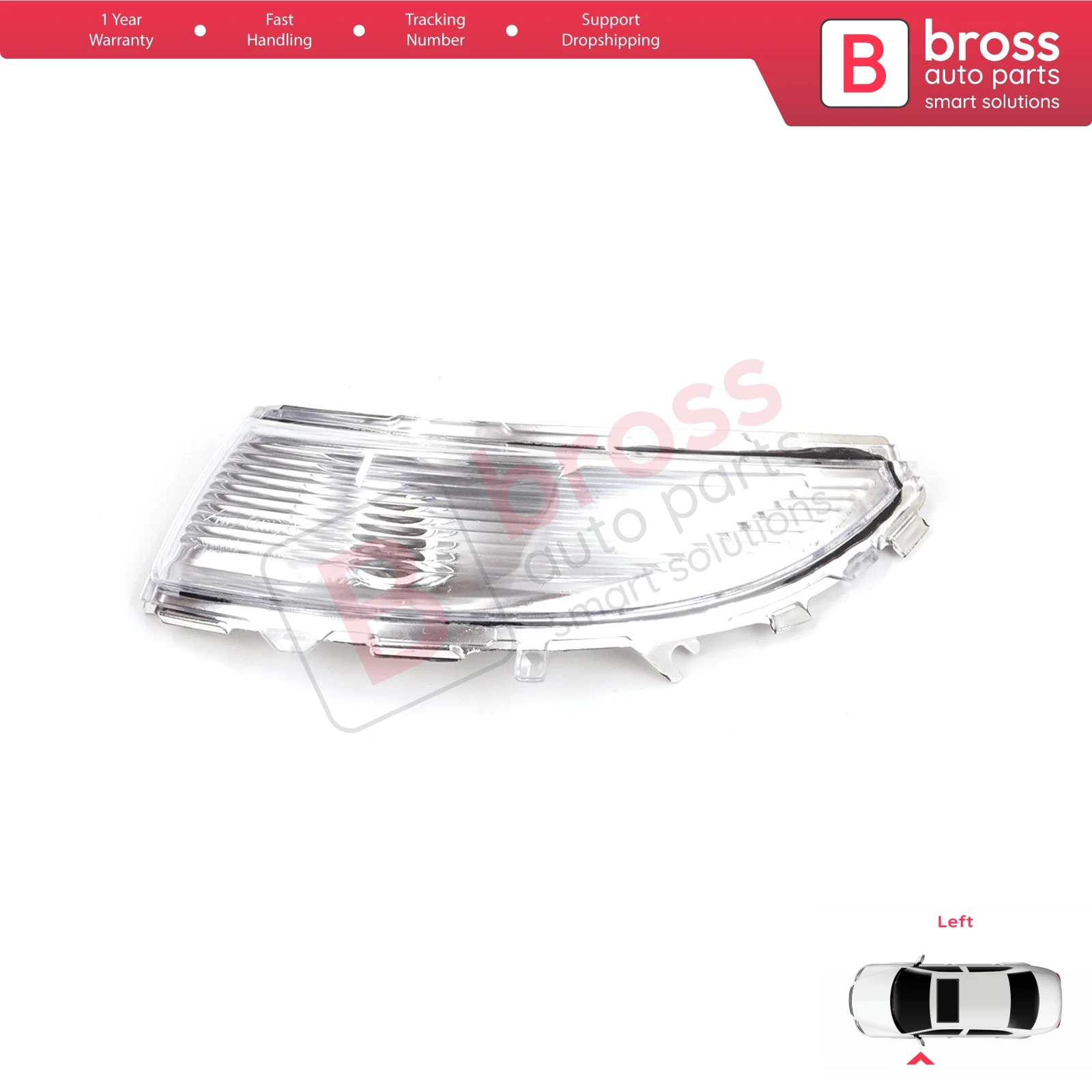 Bross Auto Parts BSP624-1 Side Mirror Indicator Left Lens for 261659450R Clio MK4 2012-On, captur 2013-On, Samsung QM3 2013-On
Bross Auto Parts BSP624-1 Side Mirror Indicator Left Lens for 261659450R Clio MK4 2012-On, captur 2013-On, Samsung QM3 2013-On