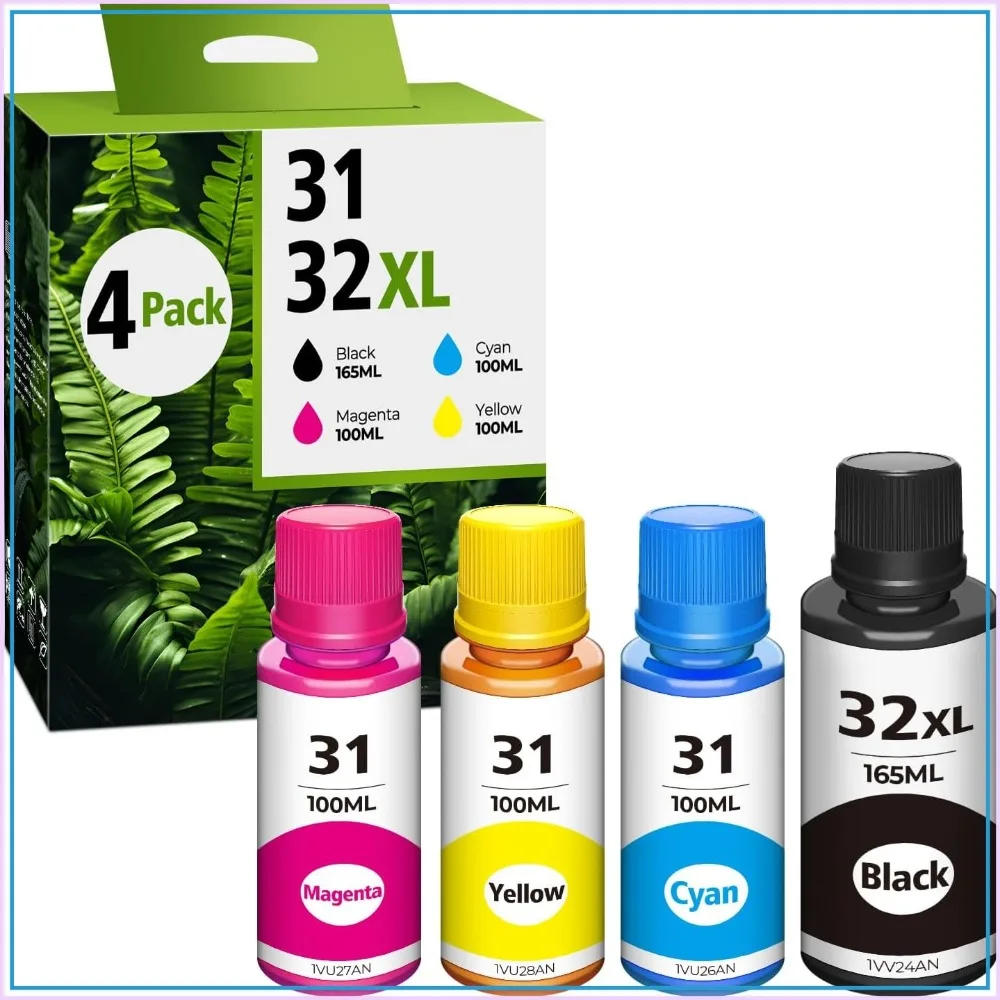 31 32XL Ink Bottle Set Replacement for HP Smart Tank 5101 7602 6001 5000 Ink Refill Compatible
31 32XL Ink Bottle Set Replacement for HP Smart Tank 5101 7602 6001 5000 Ink Refill Compatible