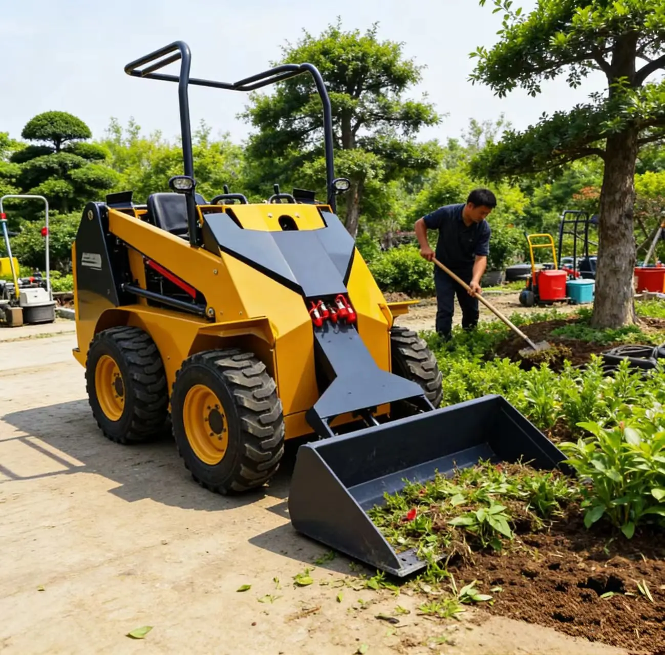 Customized Wheeled Skid Steer Loader Highway Maintenance Crack Repair, Pavement Sweeping, Guardrail Cleaning Multi-Functional Lo
Customized Wheeled Skid Steer Loader Highway Maintenance Crack Repair, Pavement Sweeping, Guardrail Cleaning Multi-Functional Lo
